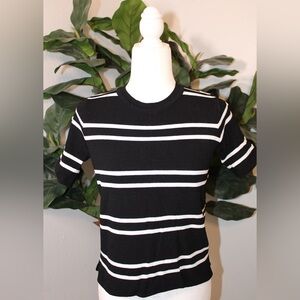 Sunday Black and White Striped Short Sleeve Shirt
